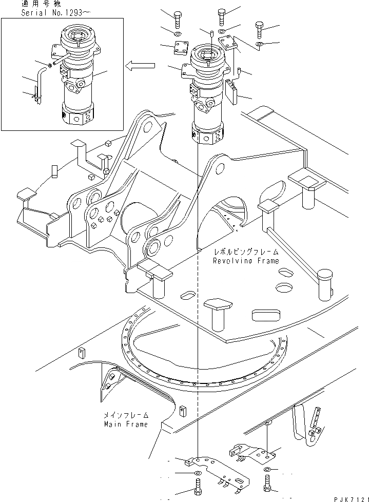 Схема запчастей Komatsu PW128UU-1 - ПОВОРОТНОЕ СОЕДИНЕНИЕ (ЭЛЕМЕНТЫ КРЕПЛЕНИЯ) ПОВОРОТН. КРУГ И КОМПОНЕНТЫ