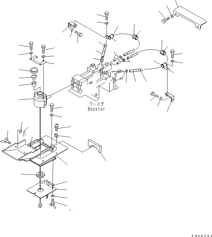 Схема запчастей Komatsu PW128UU-1 - ТОРМОЗН. ГИДРОЛИНИЯ¤ НИЖН. (РЕЗЕРВН. БАК)(№-) НИЖНЯЯ ГИДРОЛИНИЯ И ЛИНИЯ ХОДА