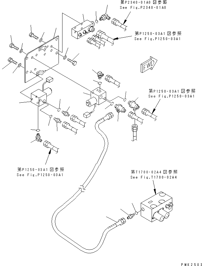 Схема запчастей Komatsu PW128UU-1 - ОПОРА ЛИНИЯ (/) НИЖНЯЯ ГИДРОЛИНИЯ И ЛИНИЯ ХОДА