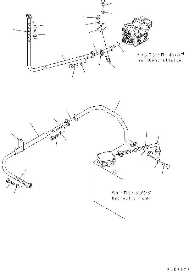 Схема запчастей Komatsu PW128UU-1 - МАСЛООХЛАДИТЕЛЬ ЛИНИЯ(№-) НИЖНЯЯ ГИДРОЛИНИЯ И ЛИНИЯ ХОДА