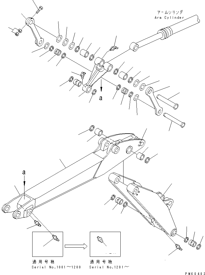 Схема запчастей Komatsu PW128UU-1 - 2-СЕКЦИОНН. СТРЕЛА (1¤ 2¤ СТРЕЛА И РУКОЯТЬ СОЕДИНИТЕЛЬН. ЗВЕНО) РАБОЧЕЕ ОБОРУДОВАНИЕ