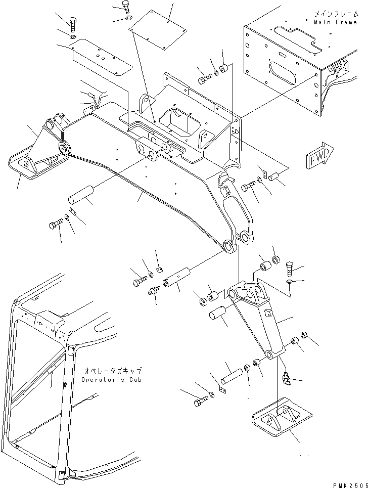 Схема запчастей Komatsu PW128UU-1 - ОПОРА (РАМА) РАБОЧЕЕ ОБОРУДОВАНИЕ