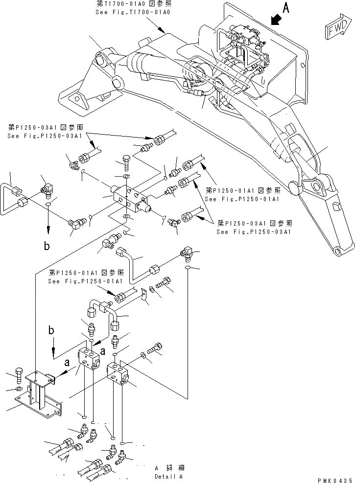 Схема запчастей Komatsu PW128UU-1 - ОПОРА (ТРУБЫ) РАБОЧЕЕ ОБОРУДОВАНИЕ