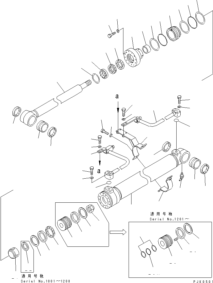 Схема запчастей Komatsu PW128UU-1 - ЦИЛИНДР СТРЕЛЫ(ВНУТР. ЧАСТИ) (ДЛЯ MONO СТРЕЛА) ОСНОВН. КОМПОНЕНТЫ И РЕМКОМПЛЕКТЫ