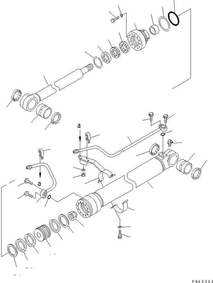 Схема запчастей Komatsu PW128UU-1 - ЦИЛИНДР 2-Й СТРЕЛЫ (ВНУТР. ЧАСТИ) (ДЛЯ 2-СЕКЦИОНН. СТРЕЛЫ)(№-) ОСНОВН. КОМПОНЕНТЫ И РЕМКОМПЛЕКТЫ