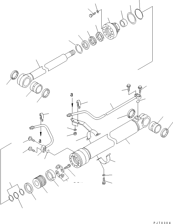 Схема запчастей Komatsu PW128UU-1 - ЦИЛИНДР 2-Й СТРЕЛЫ (ВНУТР. ЧАСТИ) (ДЛЯ 2-СЕКЦИОНН. СТРЕЛЫ)(№-) ОСНОВН. КОМПОНЕНТЫ И РЕМКОМПЛЕКТЫ