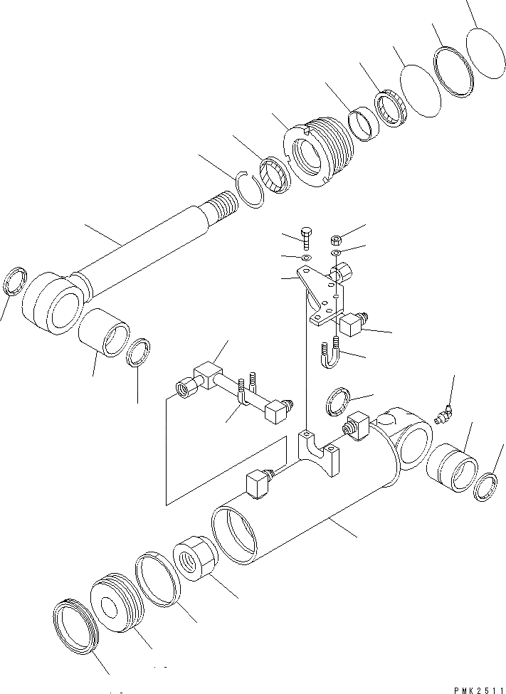 Схема запчастей Komatsu PW128UU-1 - ЦИЛИНДР ОТВАЛА (ВНУТР. ЧАСТИ) ОСНОВН. КОМПОНЕНТЫ И РЕМКОМПЛЕКТЫ