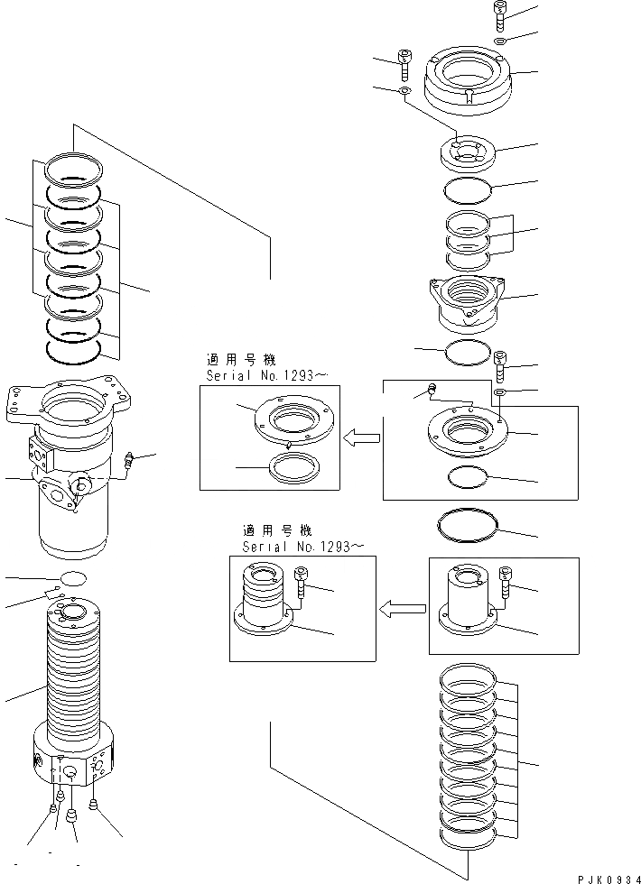 Схема запчастей Komatsu PW128UU-1 - ПОВОРОТНОЕ СОЕДИНЕНИЕ (ВНУТР. ЧАСТИ) ОСНОВН. КОМПОНЕНТЫ И РЕМКОМПЛЕКТЫ