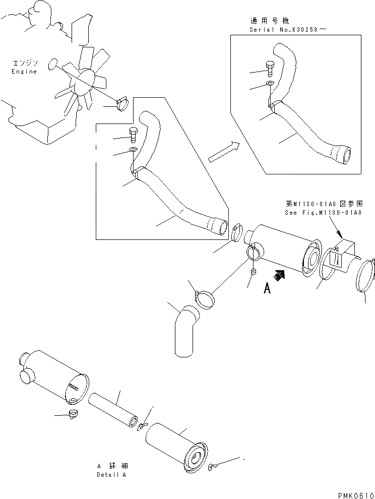 Схема запчастей Komatsu PW130-6K - ВОЗДУХООЧИСТИТЕЛЬ КОМПОНЕНТЫ ДВИГАТЕЛЯ