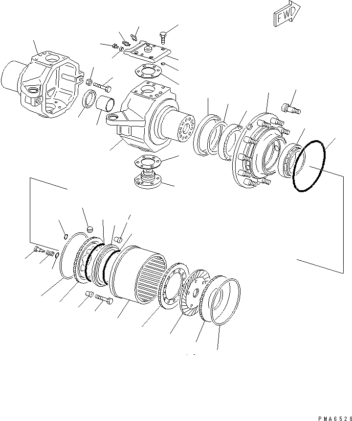 Схема запчастей Komatsu PW130-6K - ПЕРЕДНИЙ МОСТ (NUCKLE И КОЛЕСА ВТУЛКА) СИЛОВАЯ ПЕРЕДАЧА