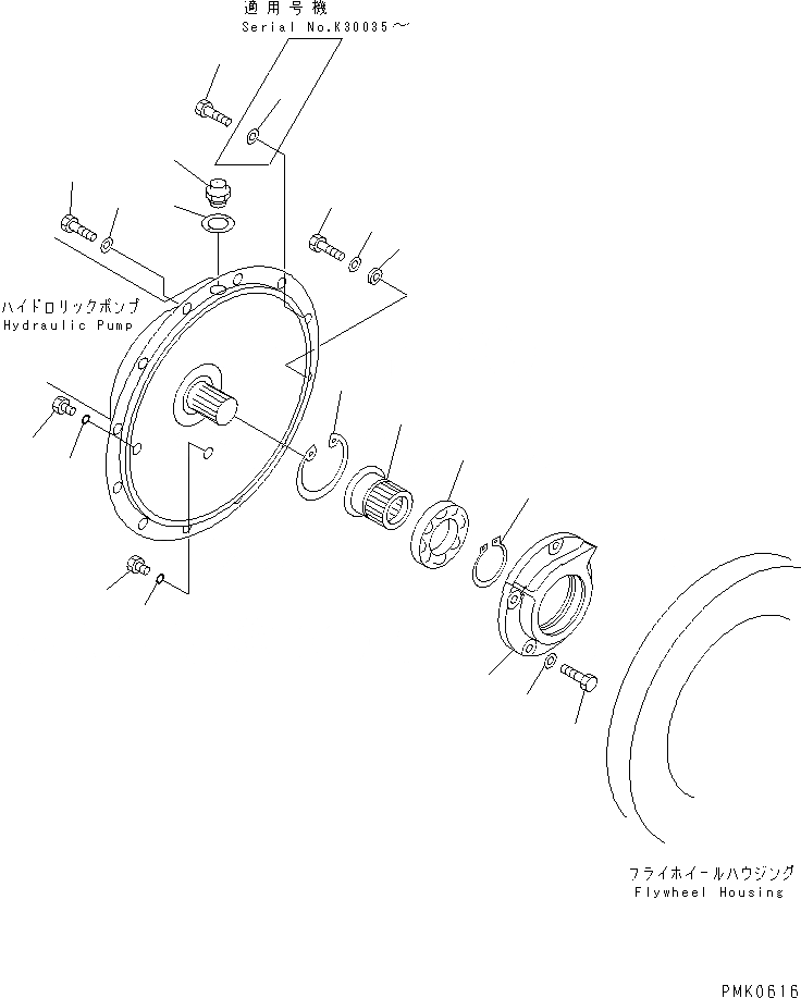 Схема запчастей Komatsu PW130-6K - ОСНОВН. НАСОС (НАПОЛНИТЕЛЬ¤ СОЕДИНЕНИЕ И КРЕПЛЕНИЕ) ГИДРАВЛИКА