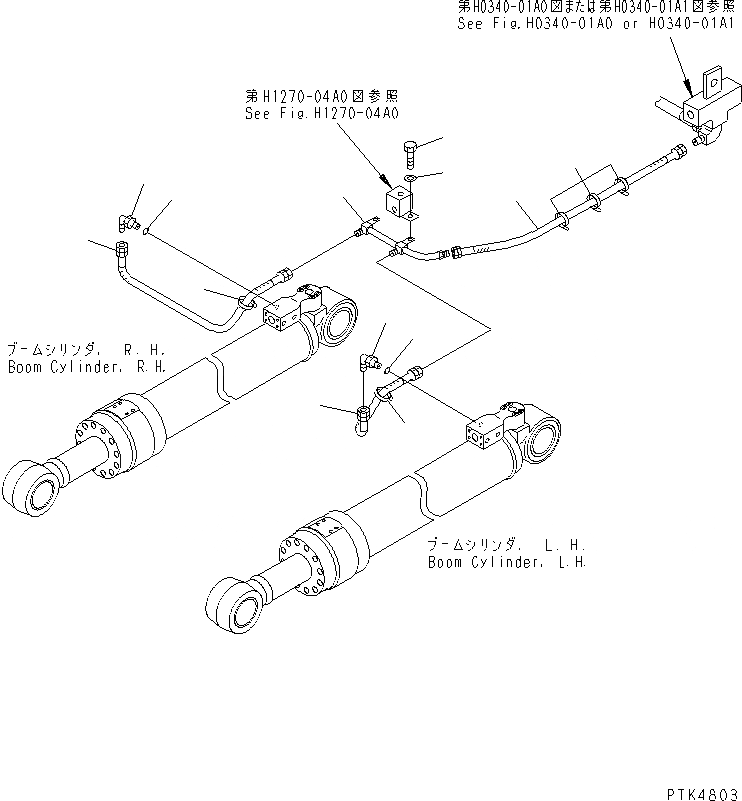 Схема запчастей Komatsu PW130-6K - НАВЕСН. ОБОРУД ТРУБЫ ЛИНИЯ (ДЛЯ ЦИЛИНДРА СТРЕЛЫ КЛАПАН БЕЗОПАСНОСТИ ЛИНИЯ)   (ДРЕНАЖН. ТРУБЫ) ГИДРАВЛИКА