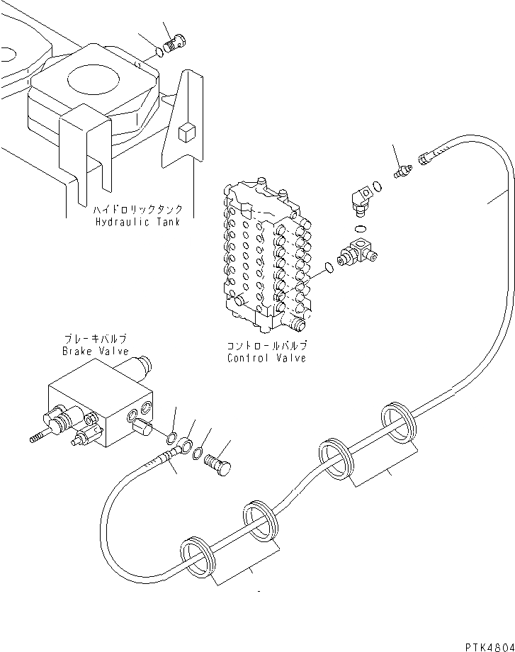 Схема запчастей Komatsu PW130-6K - ТОРМОЗН. ГИДРОЛИНИЯ (КЛАПАН - БАК)(№K7-) ГИДРАВЛИКА