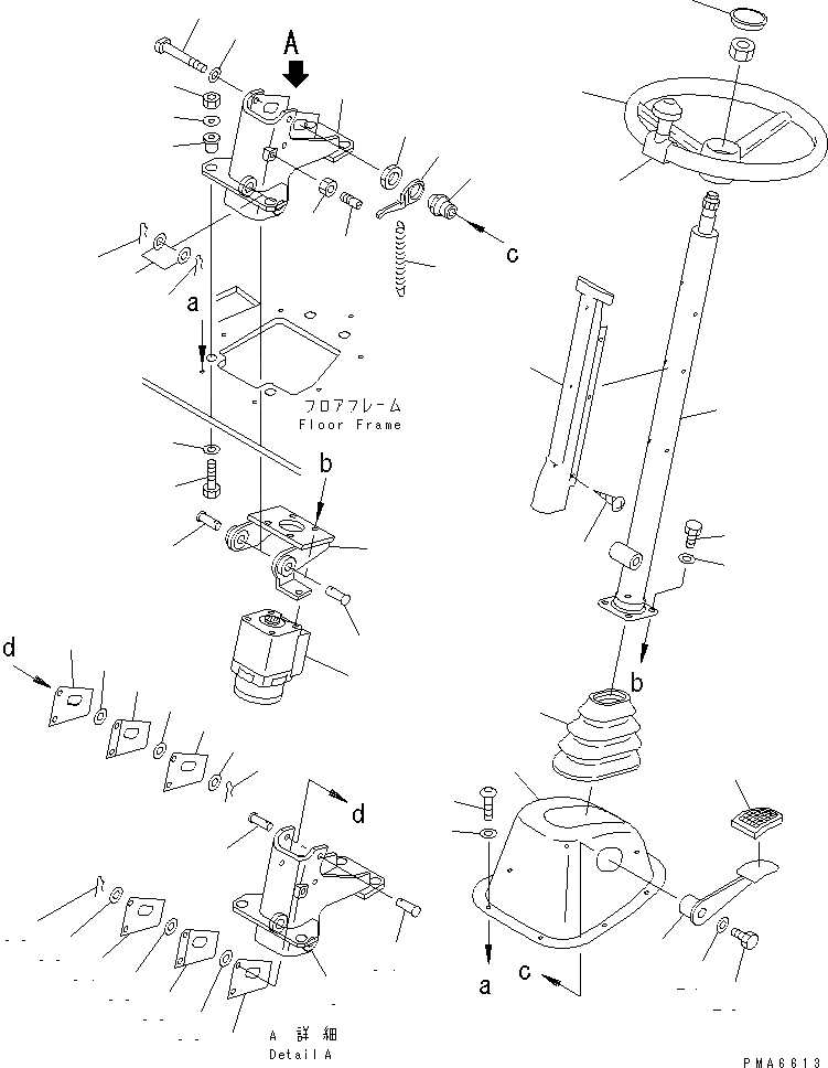 Схема запчастей Komatsu PW130-6K - РУЛЕВОЕ КОЛЕСО(№K-K) КАБИНА ОПЕРАТОРА И СИСТЕМА УПРАВЛЕНИЯ