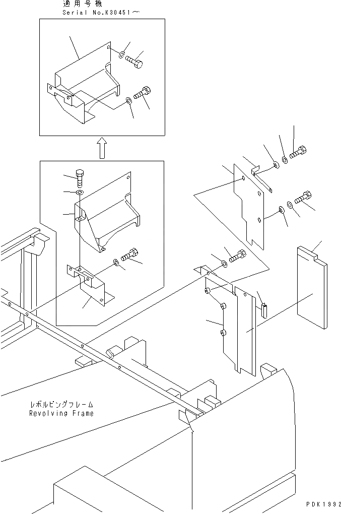 Схема запчастей Komatsu PW130-6K - ПЕРЕГОРОДКА. (КРЫШКАПРАВ.) ЧАСТИ КОРПУСА