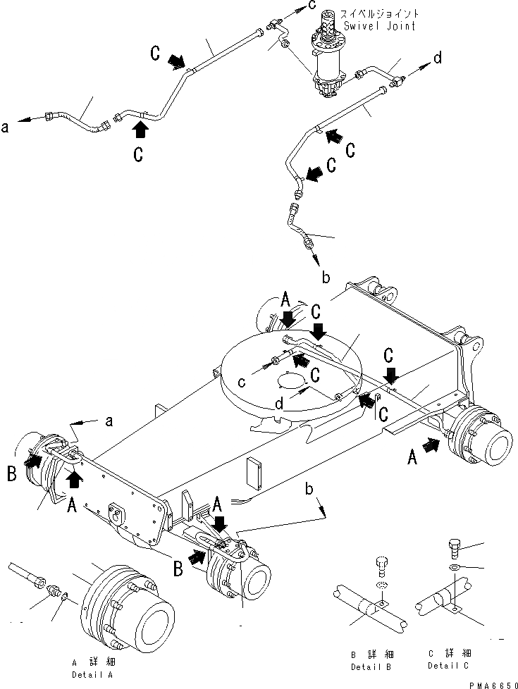 Схема запчастей Komatsu PW130-6K - ТОРМОЗН. ГИДРОЛИНИЯ НИЖНЯЯ ГИДРОЛИНИЯ И ЛИНИЯ ХОДА