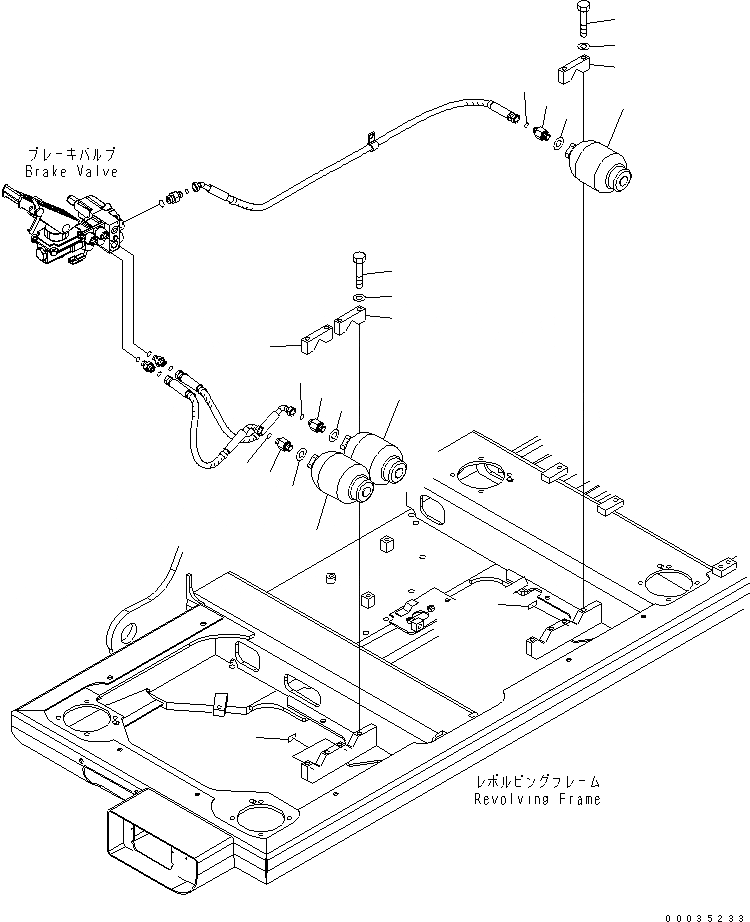 Схема запчастей Komatsu PW130-7K - ТОРМОЗН. ГИДРОЛИНИЯ (ВЕРХН.) (ТОРМОЗ. АККУМУЛЯТОР) ГИДРАВЛИКА