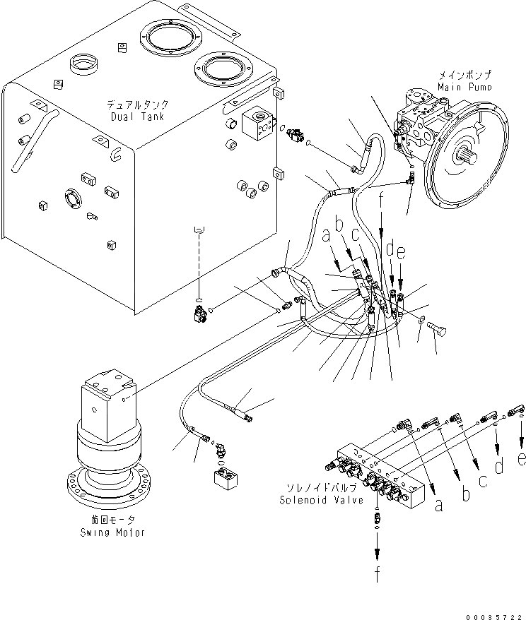 Схема запчастей Komatsu PW130-7K - СОЛЕНОИДНЫЙ КЛАПАН ТРУБЫ ГИДРАВЛИКА