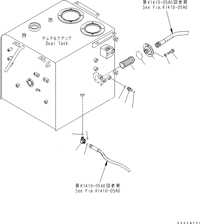 Схема запчастей Komatsu PW130-7K - РУЛЕВ. УПРАВЛЕНИЕ ЛИНИЯ (ВЕРХН.) (ГИДР. БАК. ПАТРУБОК) КАБИНА ОПЕРАТОРА И СИСТЕМА УПРАВЛЕНИЯ