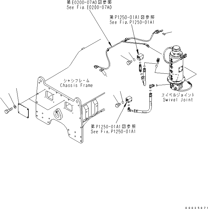 Схема запчастей Komatsu PW130-7K - НИЖН. БЕЗ НАВЕСН. ОБОРУД КРЫШКА(ПЕРЕДН. БЕЗ НАВЕСН. ОБОРУД) (С ЗАДН. ОТВАЛ) НИЖНЯЯ ГИДРОЛИНИЯ И ЛИНИЯ ХОДА