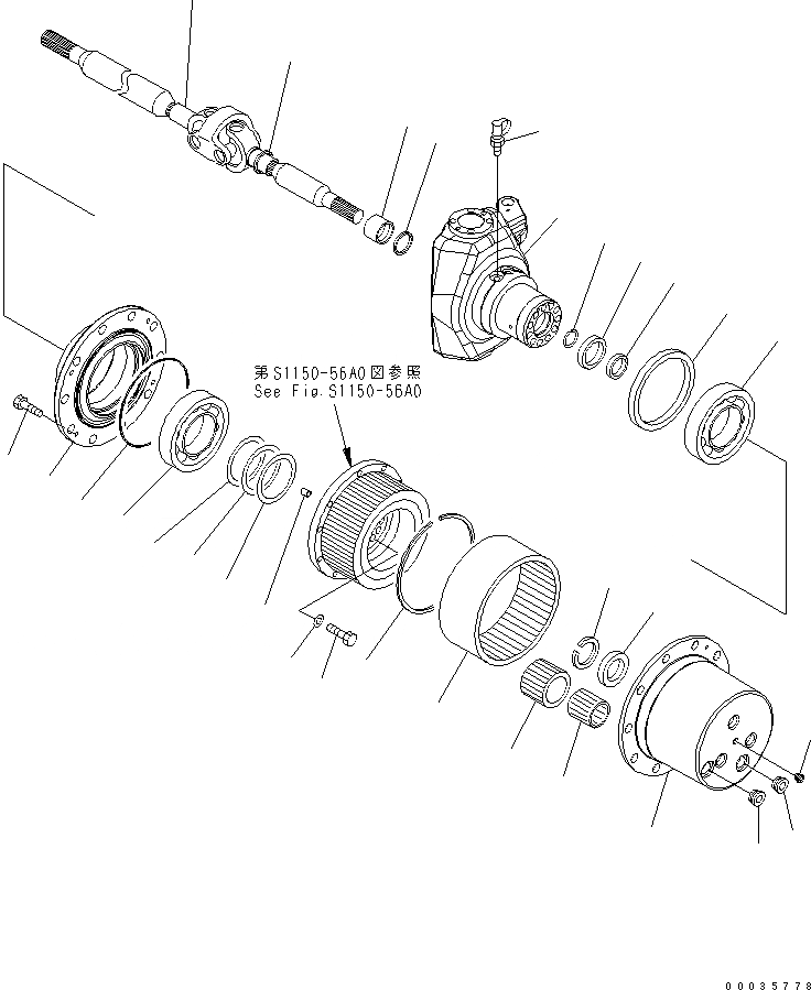 Схема запчастей Komatsu PW130-7K - ПЕРЕДНИЙ МОСТ (/) (.M ШИР.) SUSPENTION И КОЛЕСА