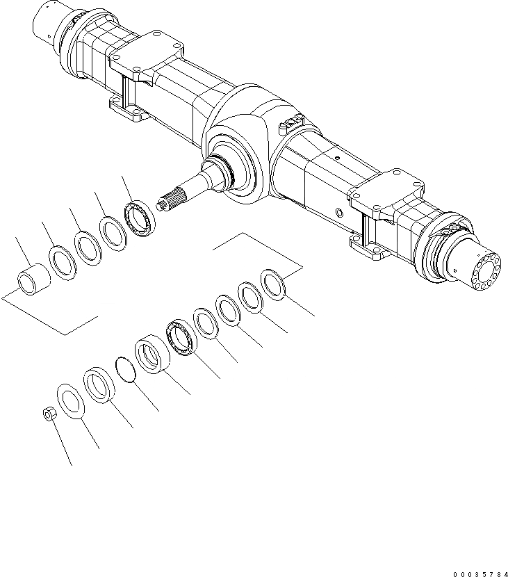 Схема запчастей Komatsu PW130-7K - ЗАДН. МОСТ (/) (.M ШИР.) SUSPENTION И КОЛЕСА
