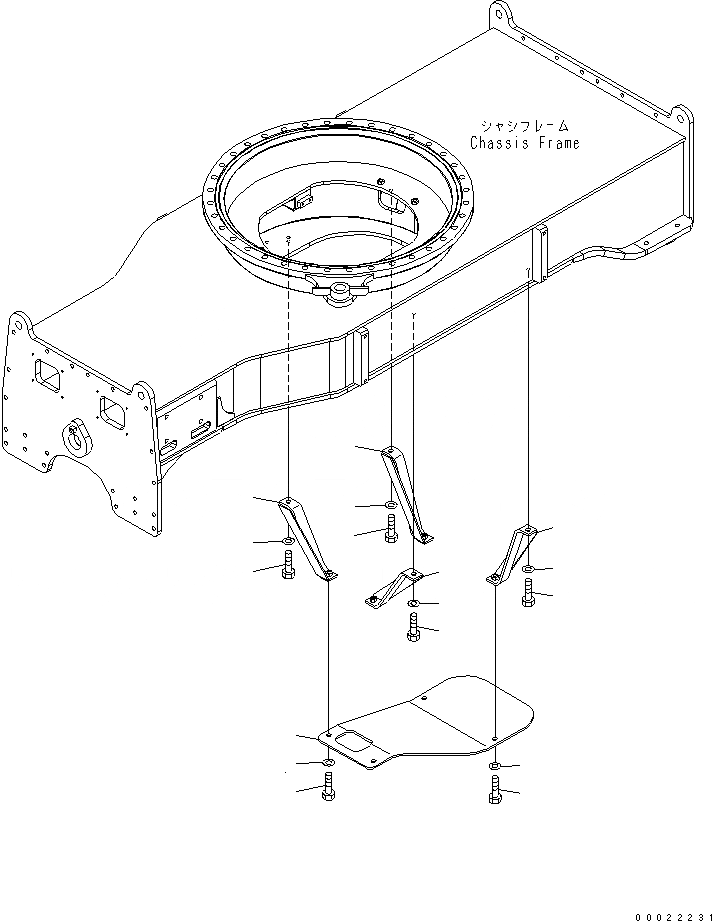 Схема запчастей Komatsu PW130-7K - НИЖН. ЗАЩИТА ТРАНСМИССИИ SUSPENTION И КОЛЕСА