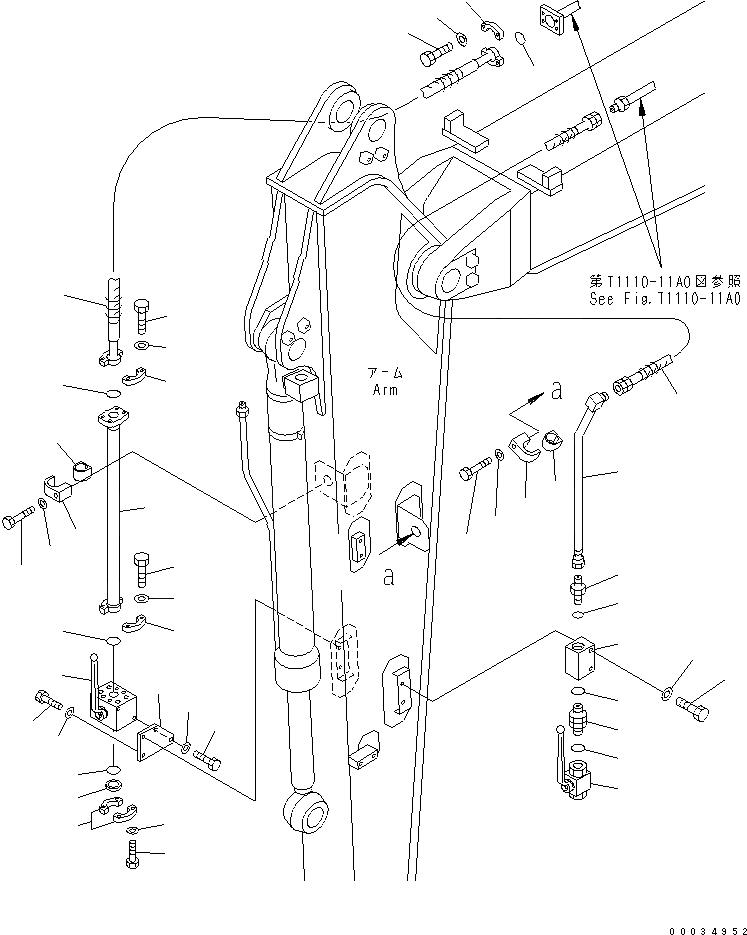 Схема запчастей Komatsu PW130-7K - РУКОЯТЬ (.M) (ДЛЯ НАВЕСН.ОБОРУД. ЛИНИЯ) РАБОЧЕЕ ОБОРУДОВАНИЕ