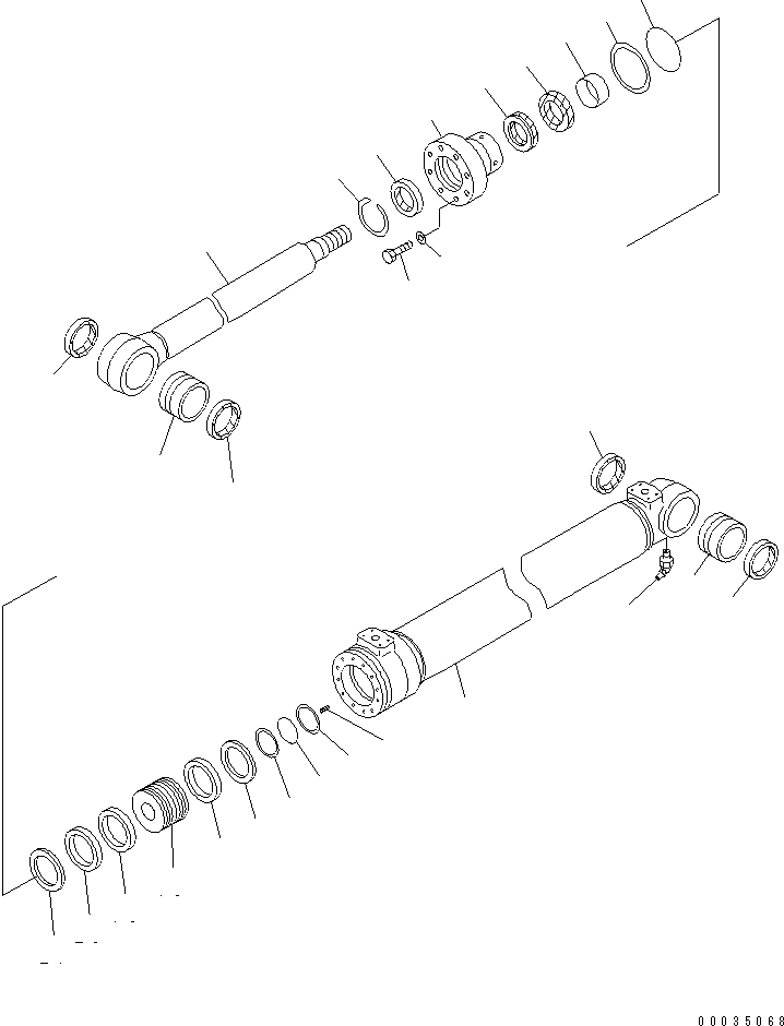 Схема запчастей Komatsu PW130-7K - ЦИЛИНДР СТРЕЛЫ(ВНУТР. ЭЛЕМЕНТЫ) (ДЛЯ 1-СЕКЦИОНН. СТРЕЛЫ) ОСНОВН. КОМПОНЕНТЫ И РЕМКОМПЛЕКТЫ