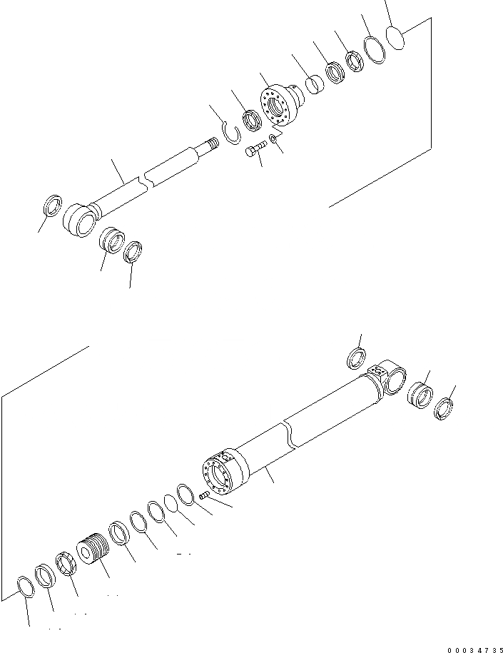 Схема запчастей Komatsu PW130-7K - ЦИЛИНДР СТРЕЛЫ(ВНУТР. ЭЛЕМЕНТЫ) (ДЛЯ 2-СЕКЦИОНН. СТРЕЛЫ) ОСНОВН. КОМПОНЕНТЫ И РЕМКОМПЛЕКТЫ