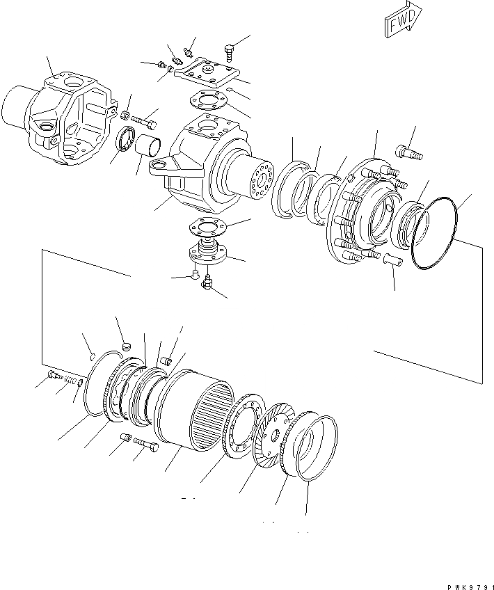 Схема запчастей Komatsu PW130ES-6K - ПЕРЕДНИЙ МОСТ (NUCKLE И КОЛЕСА ВТУЛКА) СИЛОВАЯ ПЕРЕДАЧА
