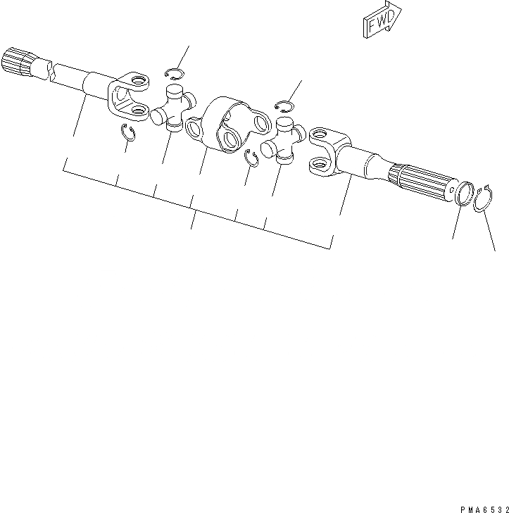 Схема запчастей Komatsu PW130ES-6K - ПЕРЕДНИЙ МОСТ (ВЕДУЩ. ВАЛ) СИЛОВАЯ ПЕРЕДАЧА