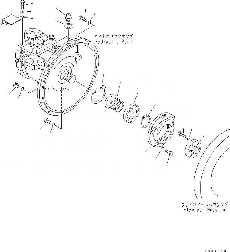 Схема запчастей Komatsu PW130ES-6K - ОСНОВН. НАСОС (НАПОЛНИТЕЛЬ¤ СОЕДИНЕНИЕ И КРЕПЛЕНИЕ) ГИДРАВЛИКА