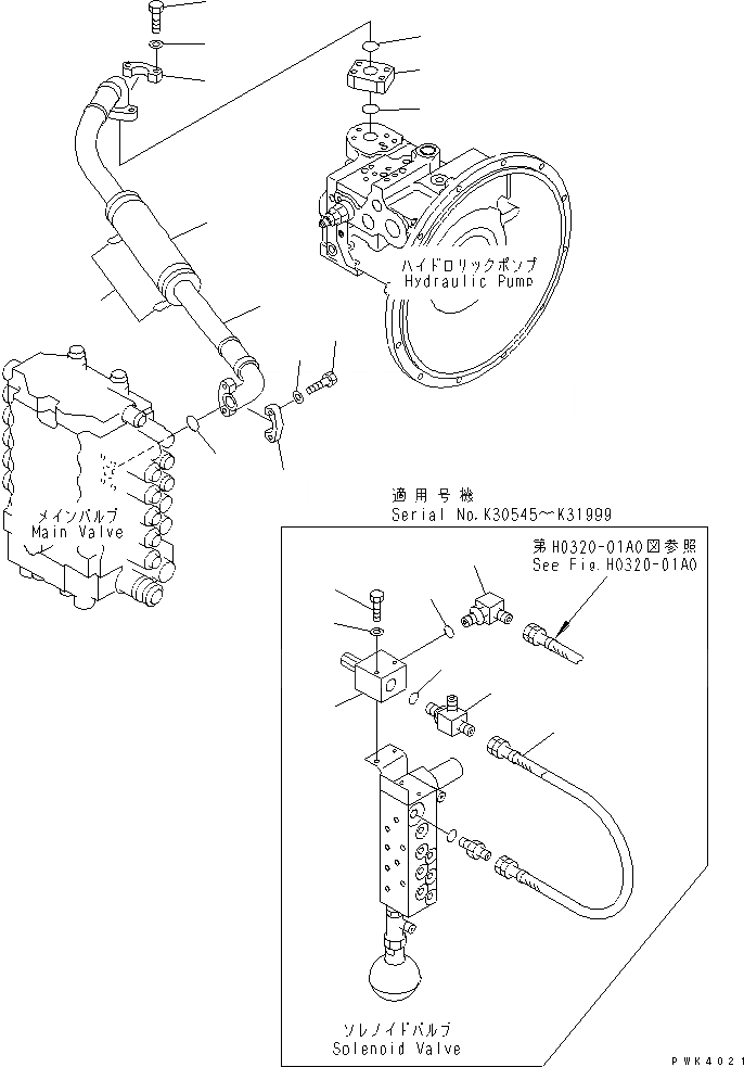 Схема запчастей Komatsu PW130ES-6K - ЛИНИЯ ПОДАЧИ ГИДРАВЛИКА