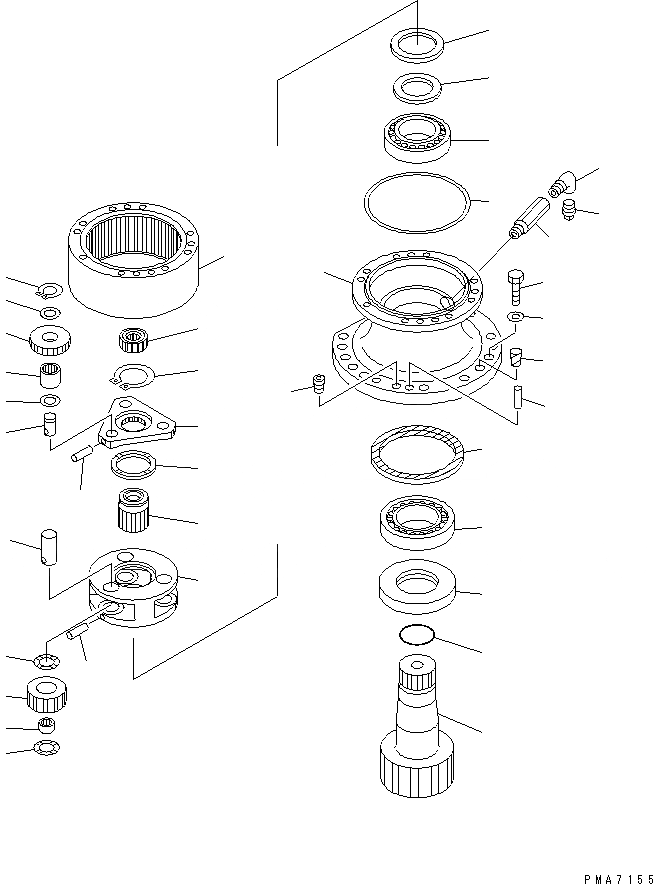 Схема запчастей Komatsu PW130ES-6K - МЕХАНИЗМ ПОВОРОТА (ВНУТР. ЧАСТИ) ПОВОРОТН. КРУГ И КОМПОНЕНТЫ