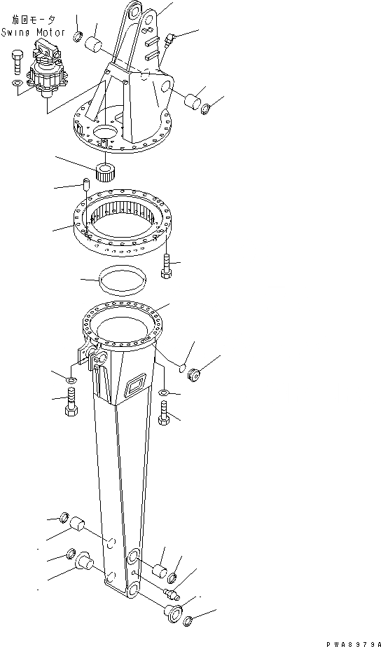 Схема запчастей Komatsu PW130ES-6K - ПОВОРОТН. РУКОЯТЬ (НИЖН. И ВЕРХН. РУКОЯТЬ) РАБОЧЕЕ ОБОРУДОВАНИЕ