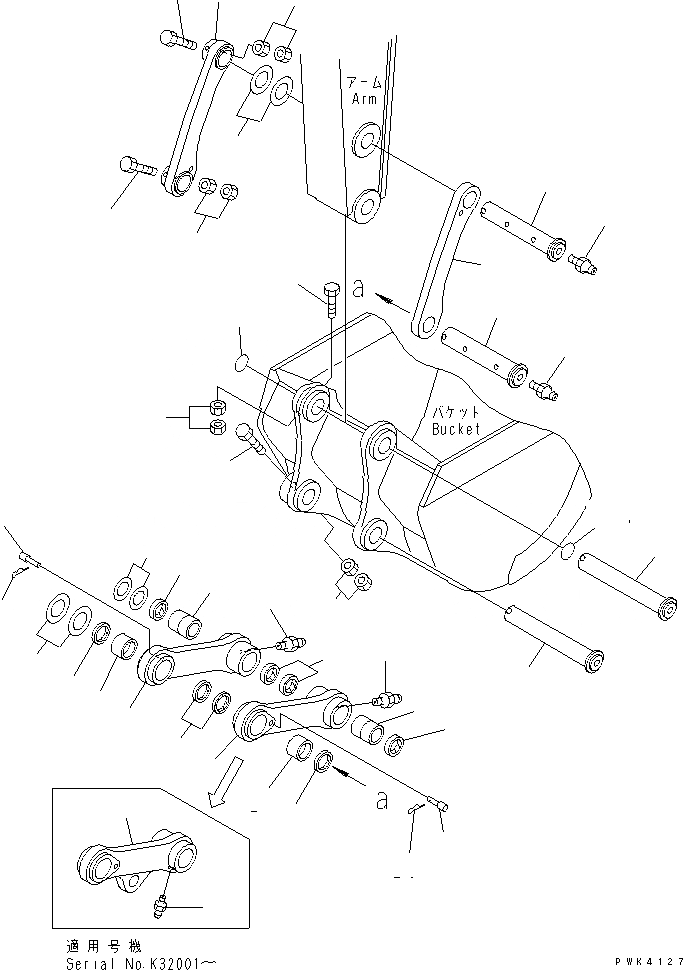 Схема запчастей Komatsu PW130ES-6K - СОЕДИНЕНИЕ КОВША РАБОЧЕЕ ОБОРУДОВАНИЕ