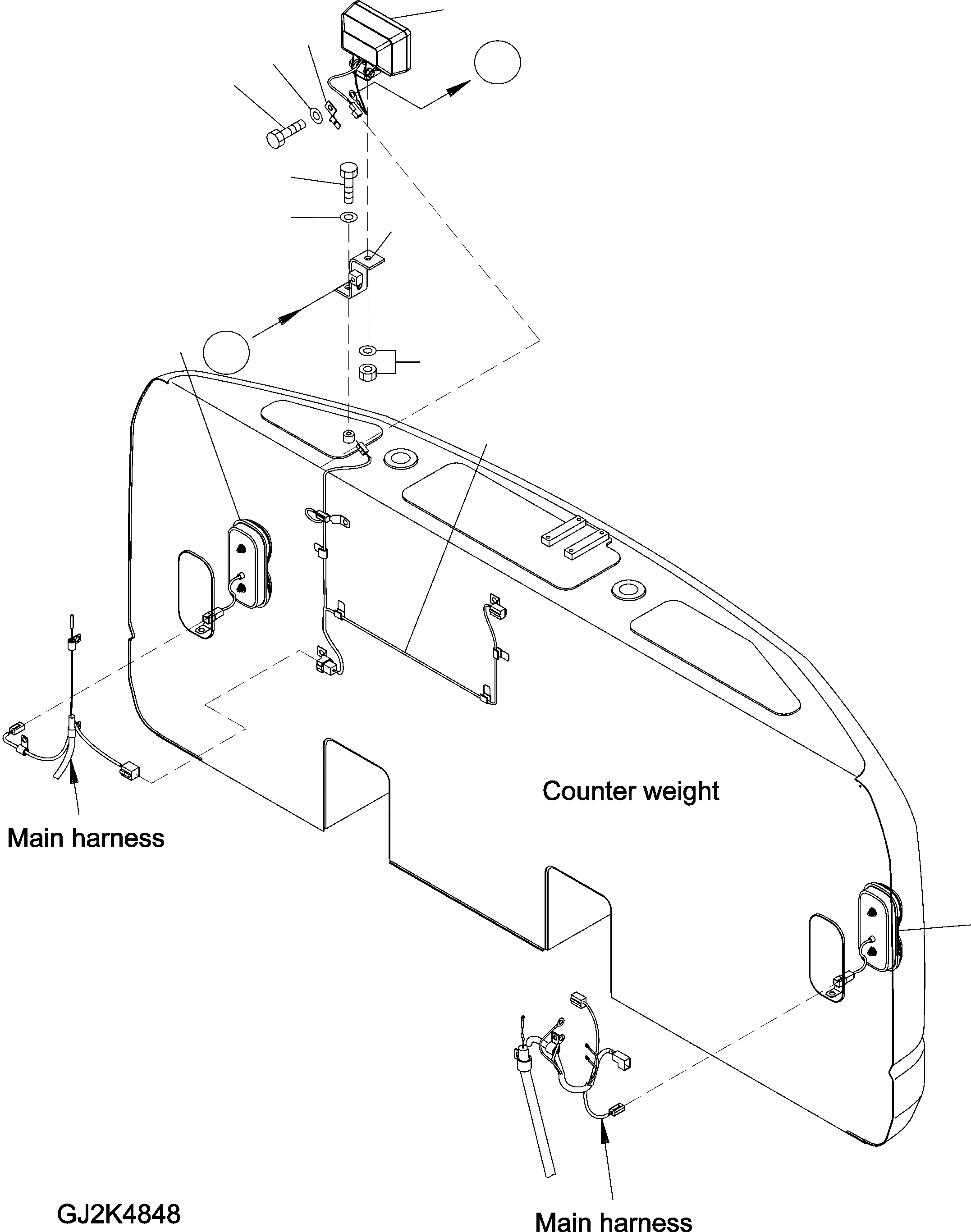 Схема запчастей Komatsu PW140-7 - ЭЛЕКТРОПРОВОДКА (ЗАДН. РАБОЧ. ОСВЕЩЕНИЕ И ЗАДН. ОСВЕЩЕНИЕ) E ЭЛЕКТРИКА