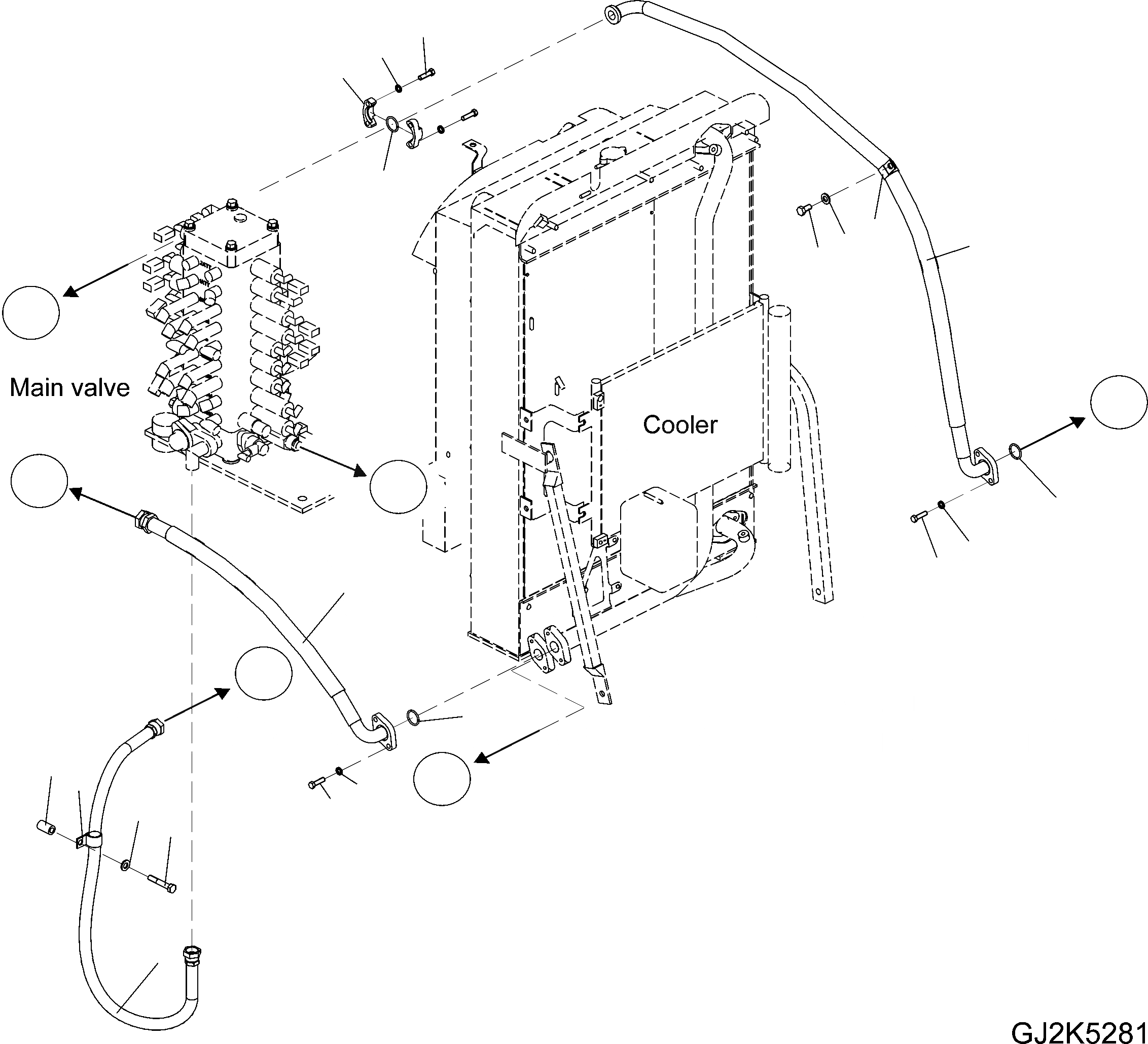 Схема запчастей Komatsu PW140-7 - МАСЛООХЛАДИТЕЛЬ ЛИНИЯ H ГИДРАВЛИКА