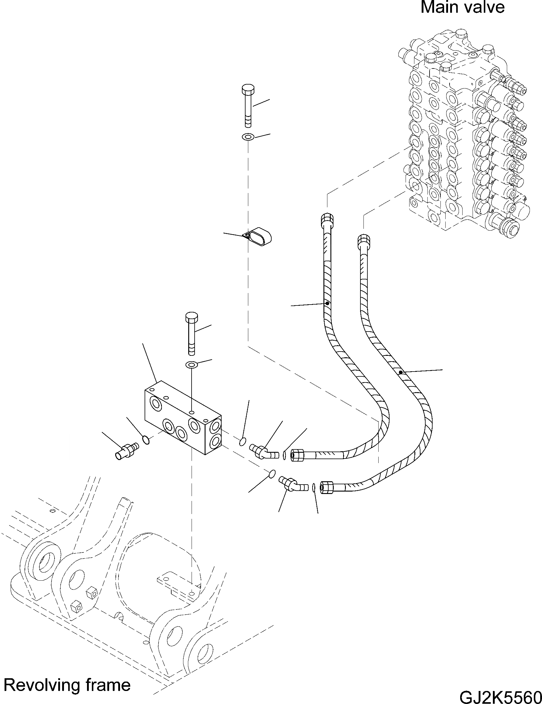 Схема запчастей Komatsu PW140-7 - ТРУБЫ СТРЕЛЫ (ВРАЩ. РАМА) - БЕЗ КЛАПАН БЕЗОПАСНОСТИ H ГИДРАВЛИКА