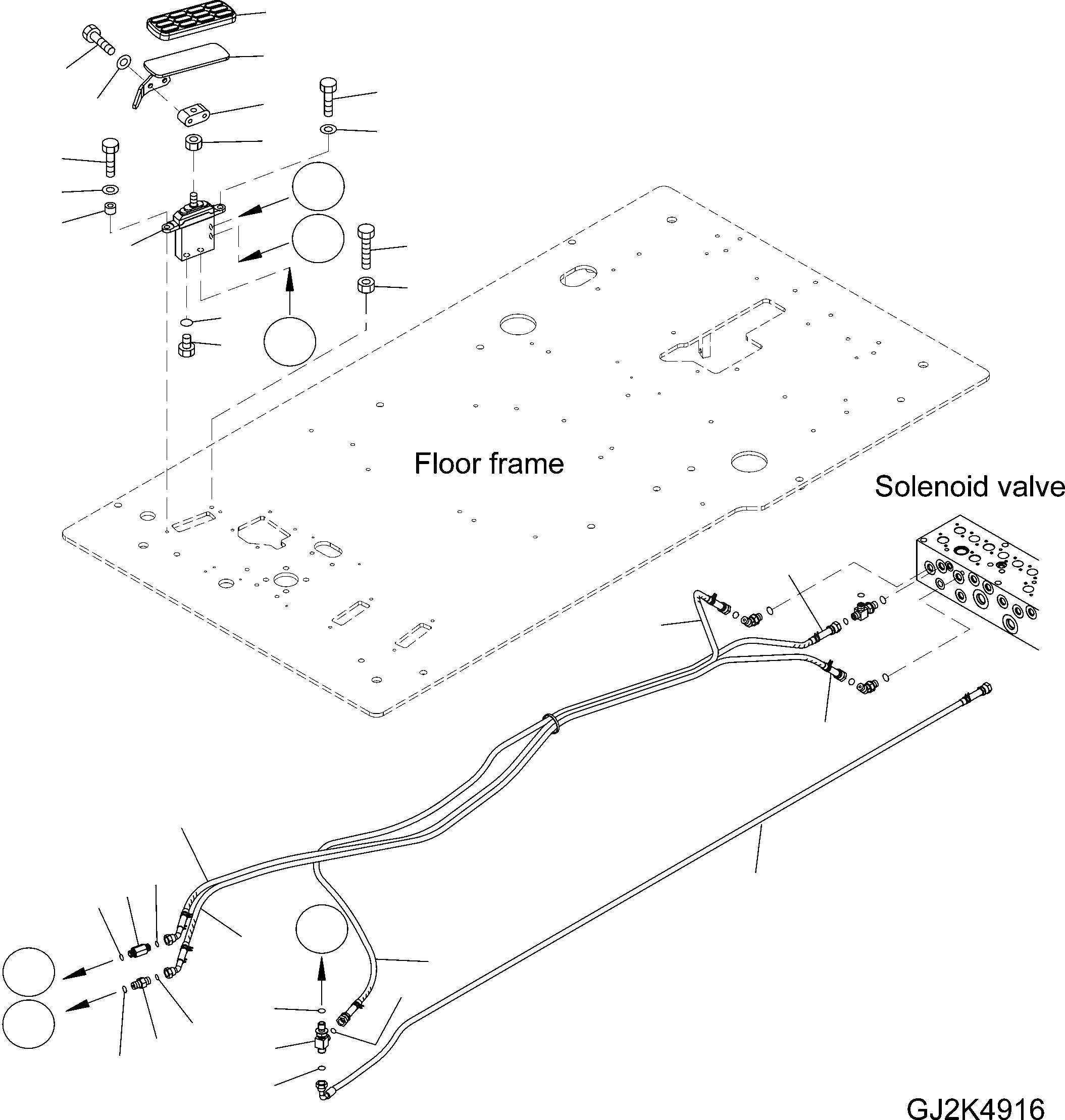 Схема запчастей Komatsu PW140-7 - ОСНОВН. КОНСТРУКЦИЯ (ПЕДАЛЬ ХОДА) K OPERATORґS ОБСТАНОВКА И СИСТЕМА УПРАВЛЕНИЯ