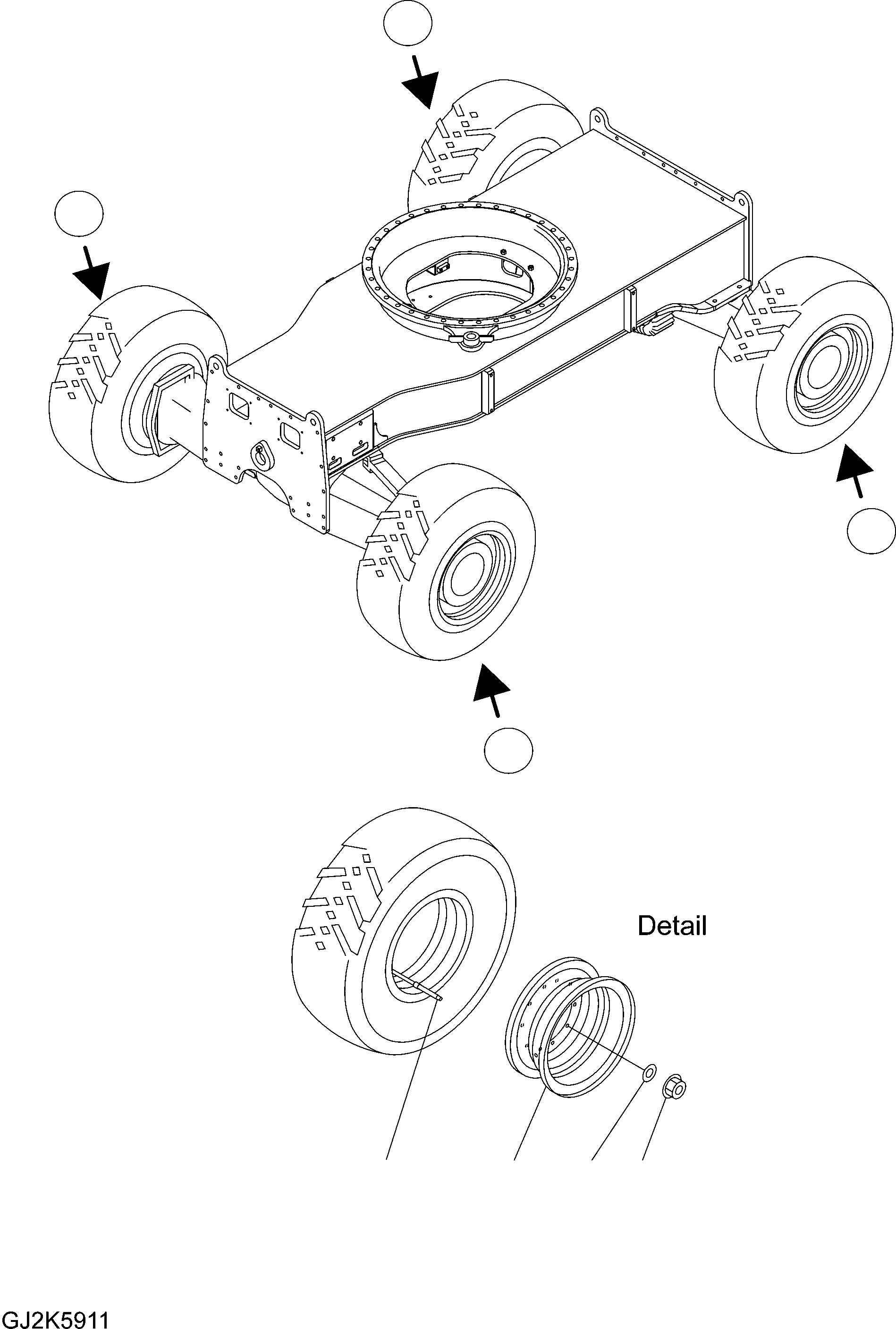 Схема запчастей Komatsu PW140-7 - ОДИНОЧН. КОЛЕСА ASSEMBLY (8-9.) S ПОДВЕСКА И КОЛЕСА