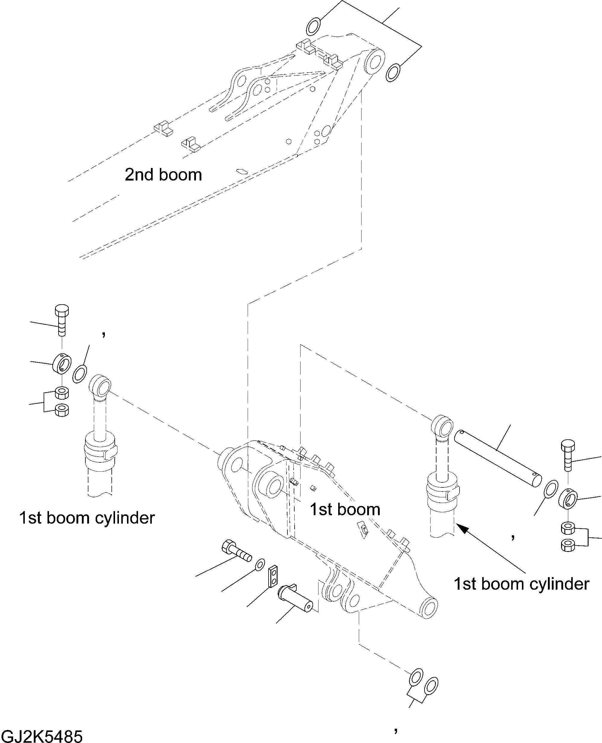 Схема запчастей Komatsu PW140-7 - TWO-ЧАСТИ СТРЕЛА - ПЕРВ. СТРЕЛА (ПАЛЕЦS) T РАБОЧЕЕ ОБОРУДОВАНИЕ