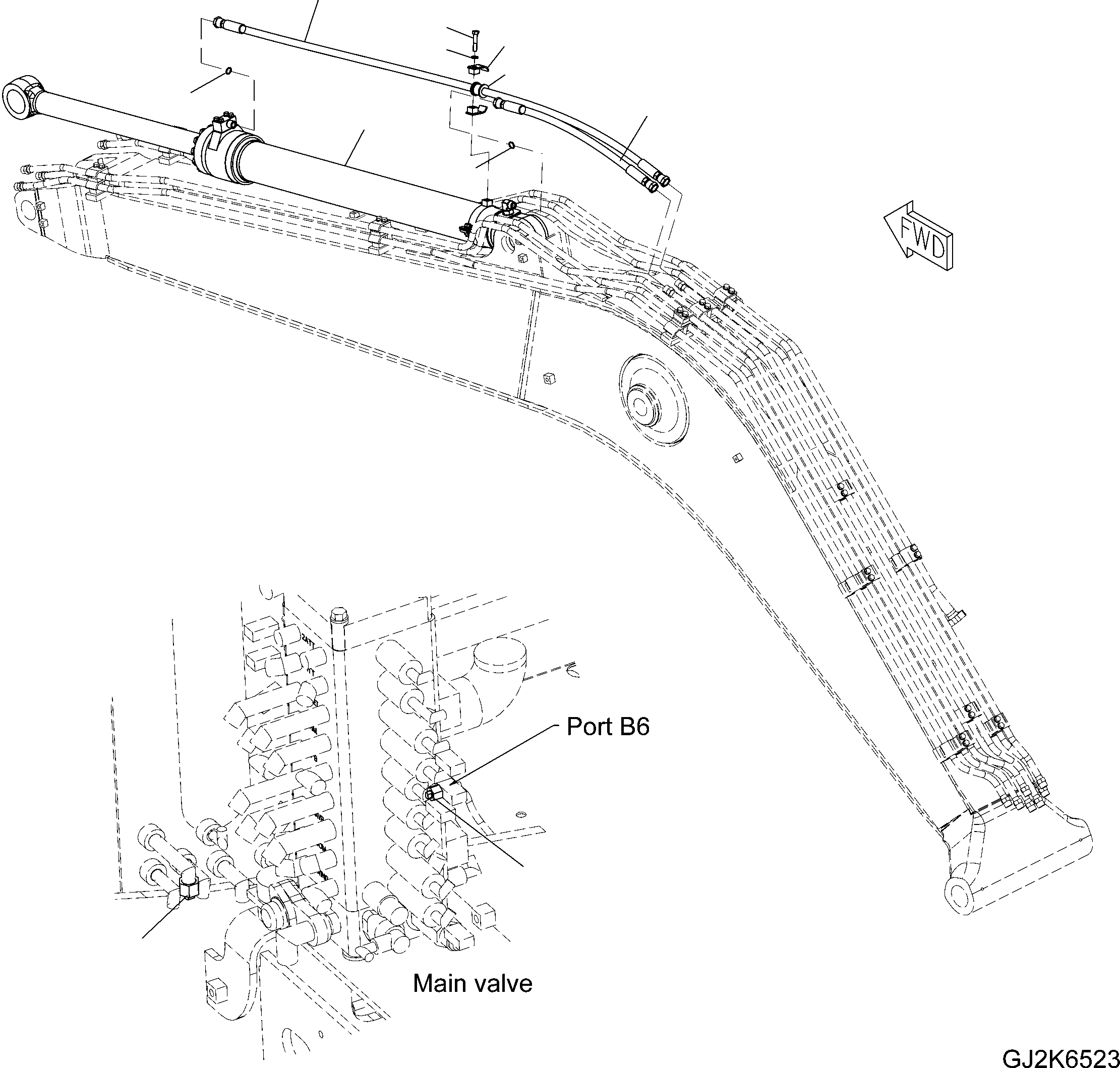 Схема запчастей Komatsu PW140-7 - ЦИЛИНДР РУКОЯТИAND ТРУБЫ (ONE-ЧАСТИ СТРЕЛА - БЕЗ КЛАПАН БЕЗОПАСНОСТИ) T РАБОЧЕЕ ОБОРУДОВАНИЕ
