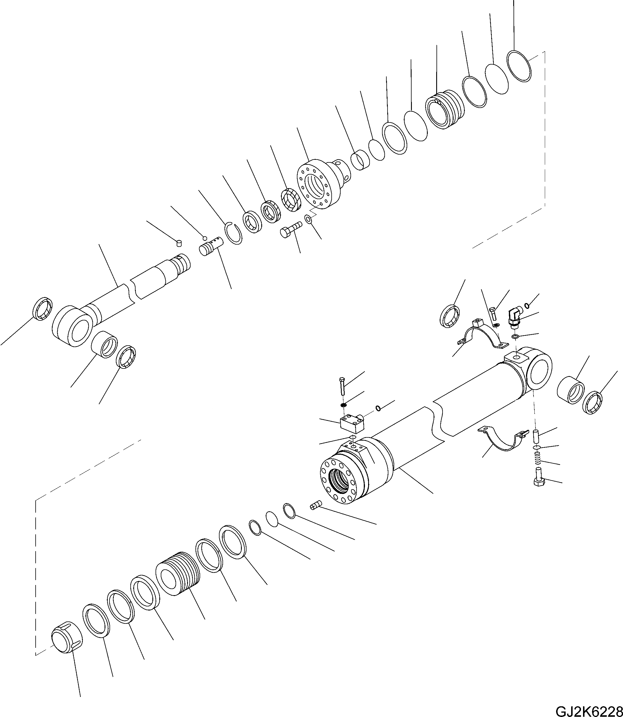 Схема запчастей Komatsu PW140-7 - ЦИЛИНДР РУКОЯТИ(БЕЗ КЛАПАН БЕЗОПАСНОСТИ) (ВНУТР. ЧАСТИ) Y ОСНОВН. КОМПОНЕНТЫ И РЕМКОМПЛЕКТЫ
