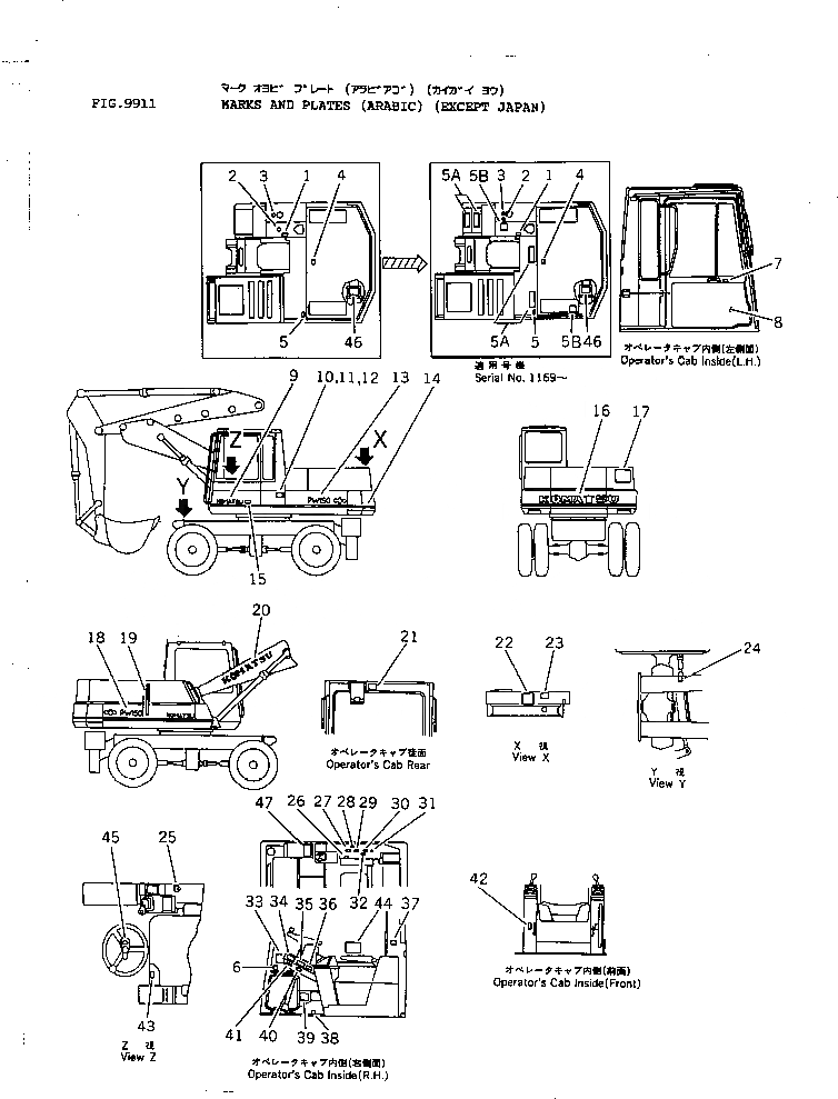 Схема запчастей Komatsu PW150-1 - МАРКИРОВКА (АРАБСК.) (КРОМЕ ЯПОН.) СПЕЦ. APPLICATION ЧАСТИ¤ МАРКИРОВКА¤ ИНСТРУМЕНТ И РЕМКОМПЛЕКТЫ