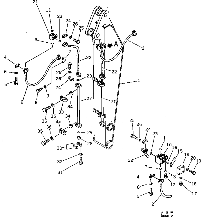 Схема запчастей Komatsu PW150-1 - ГРЕЙФЕРН.SHLL РУКОЯТЬ И ТРУБЫ (8MM STD РУКОЯТЬ) (USE BOTH AS КОВШ И ГРЕЙФЕРН. КОВШ) РАБОЧЕЕ ОБОРУДОВАНИЕ