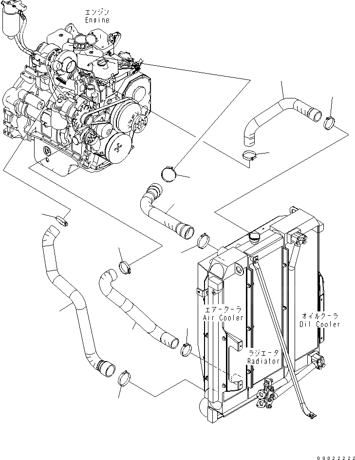 Схема запчастей Komatsu PW160-7K - ОХЛАЖД-Е ШЛАНГИ СИСТЕМА ОХЛАЖДЕНИЯ