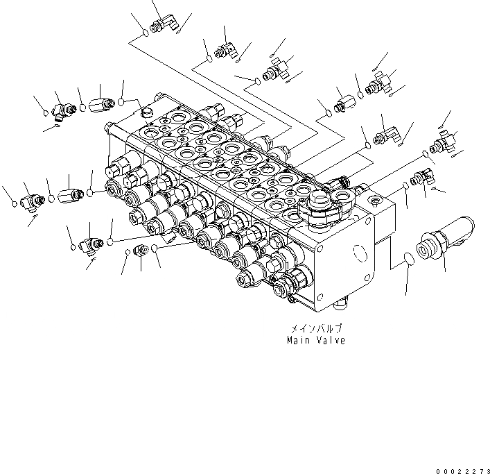 Схема запчастей Komatsu PW160-7K - ОСНОВН. КЛАПАН СОЕДИНИТЕЛЬН. ЧАСТИ (/) (ДЛЯ 2-СЕКЦИОНН. СТРЕЛЫ С НАВЕСН.ОБОРУД) ГИДРАВЛИКА