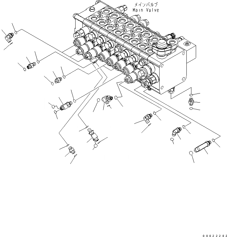 Схема запчастей Komatsu PW160-7K - ОСНОВН. КЛАПАН СОЕДИНИТЕЛЬН. ЧАСТИ (/) (ДЛЯ 2-СЕКЦИОНН. СТРЕЛЫ С НАВЕСН.ОБОРУД) ГИДРАВЛИКА